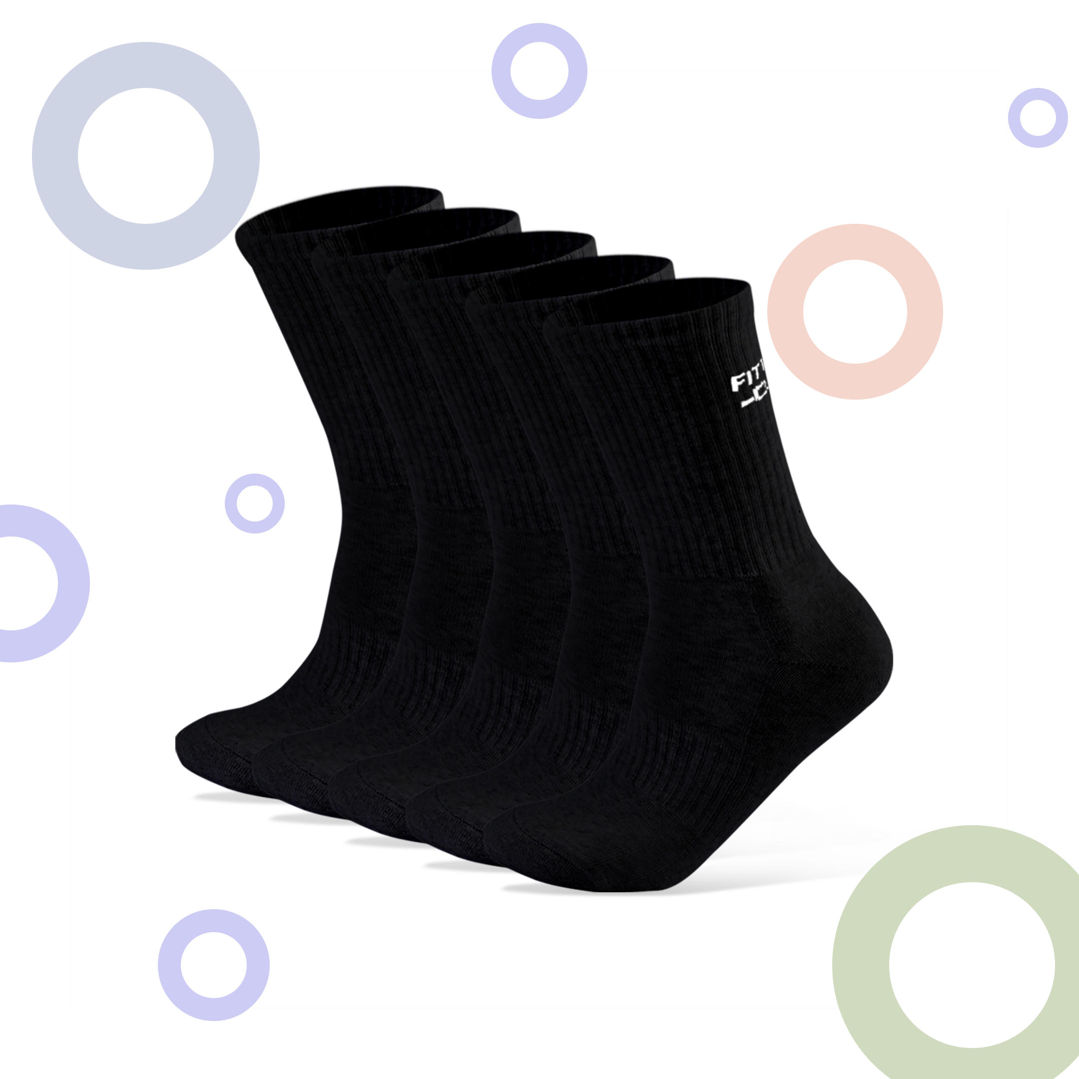 5 Pairs of Cushioned Crew Socks