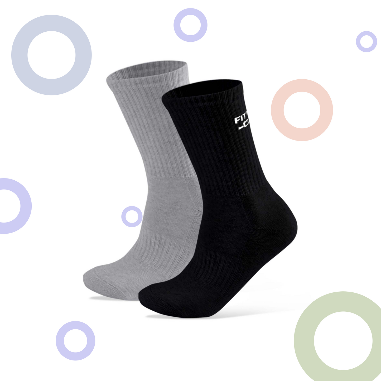 Fittest Club Cushioned Crew Socks I 2 Pairs I Socks for men and women I Socks for gym and sports