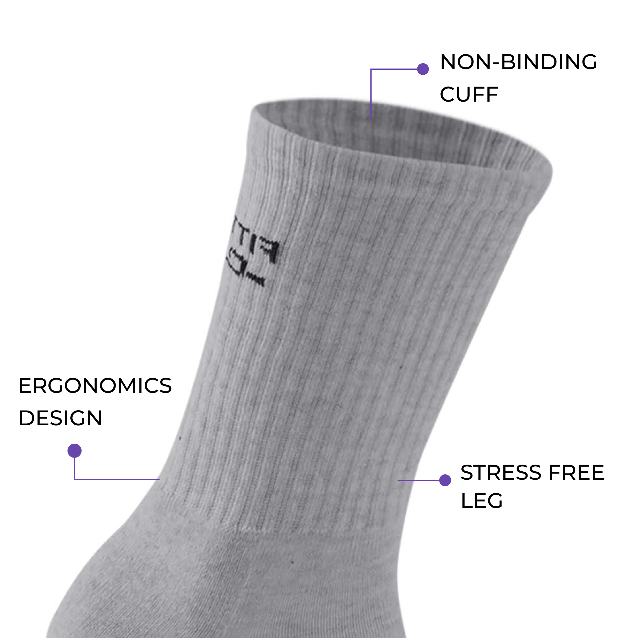 Fittest Club Cushioned Crew Socks I 2 Pairs I Socks for men and women I Socks for gym and sports