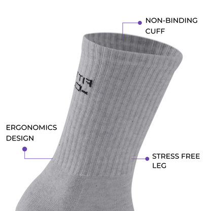 Fittest Club Cushioned Crew Socks I 2 Pairs I Socks for men and women I Socks for gym and sports