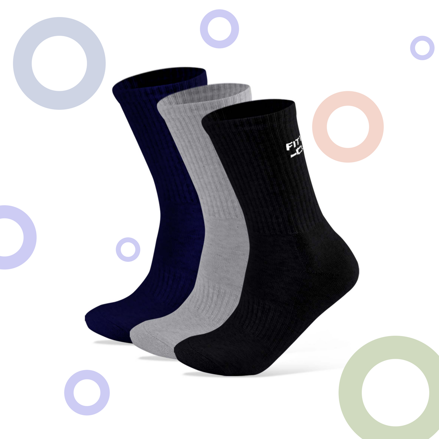 Performance Cushioned Crew Socks I 3 Pairs I Socks for sports and fitness I Fittest Club