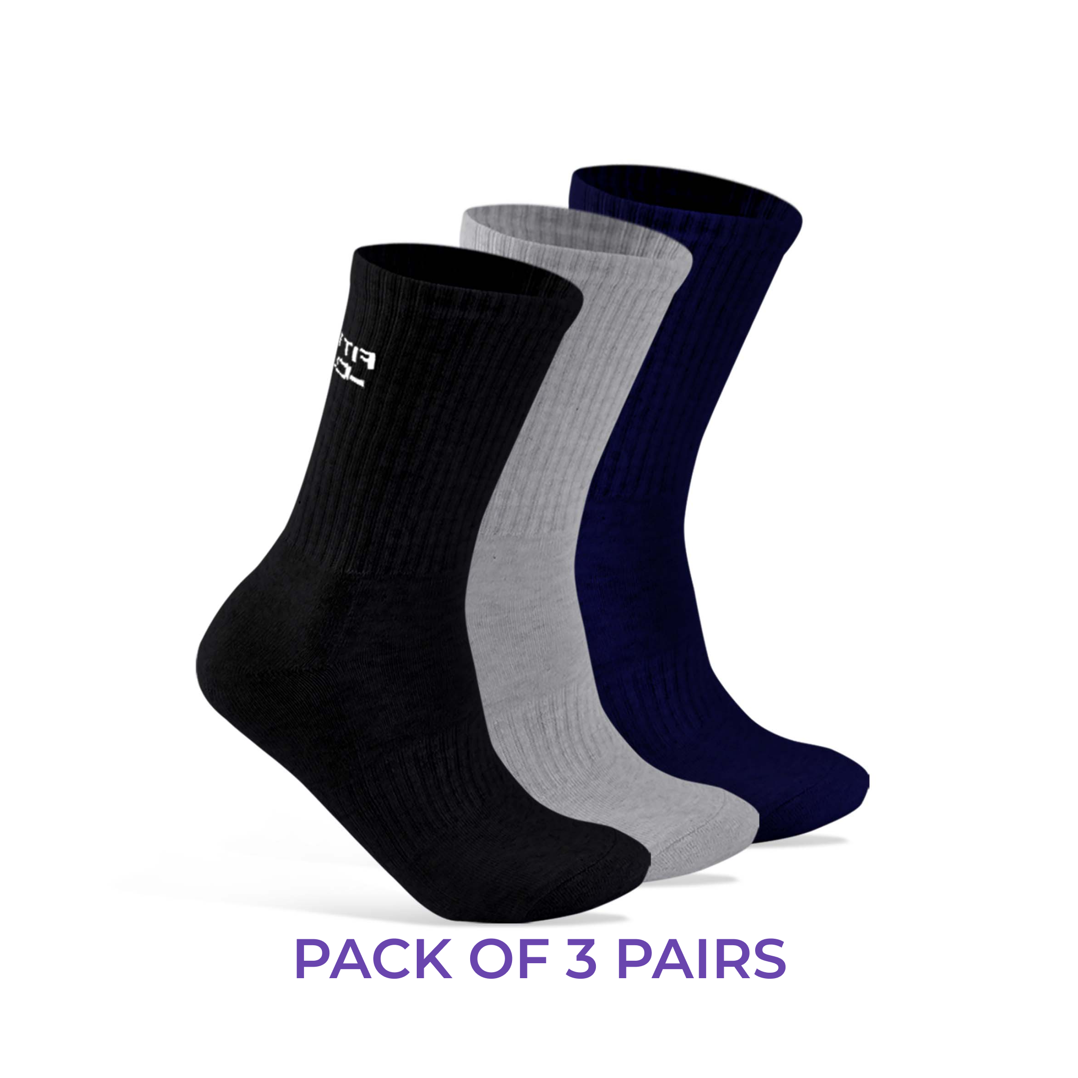 Performance Cushioned Crew Socks I 3 Pairs I Socks for sports and fitness I Fittest Club