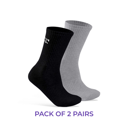 Fittest Club Cushioned Crew Socks I 2 Pairs I Socks for men and women I Socks for gym and sports