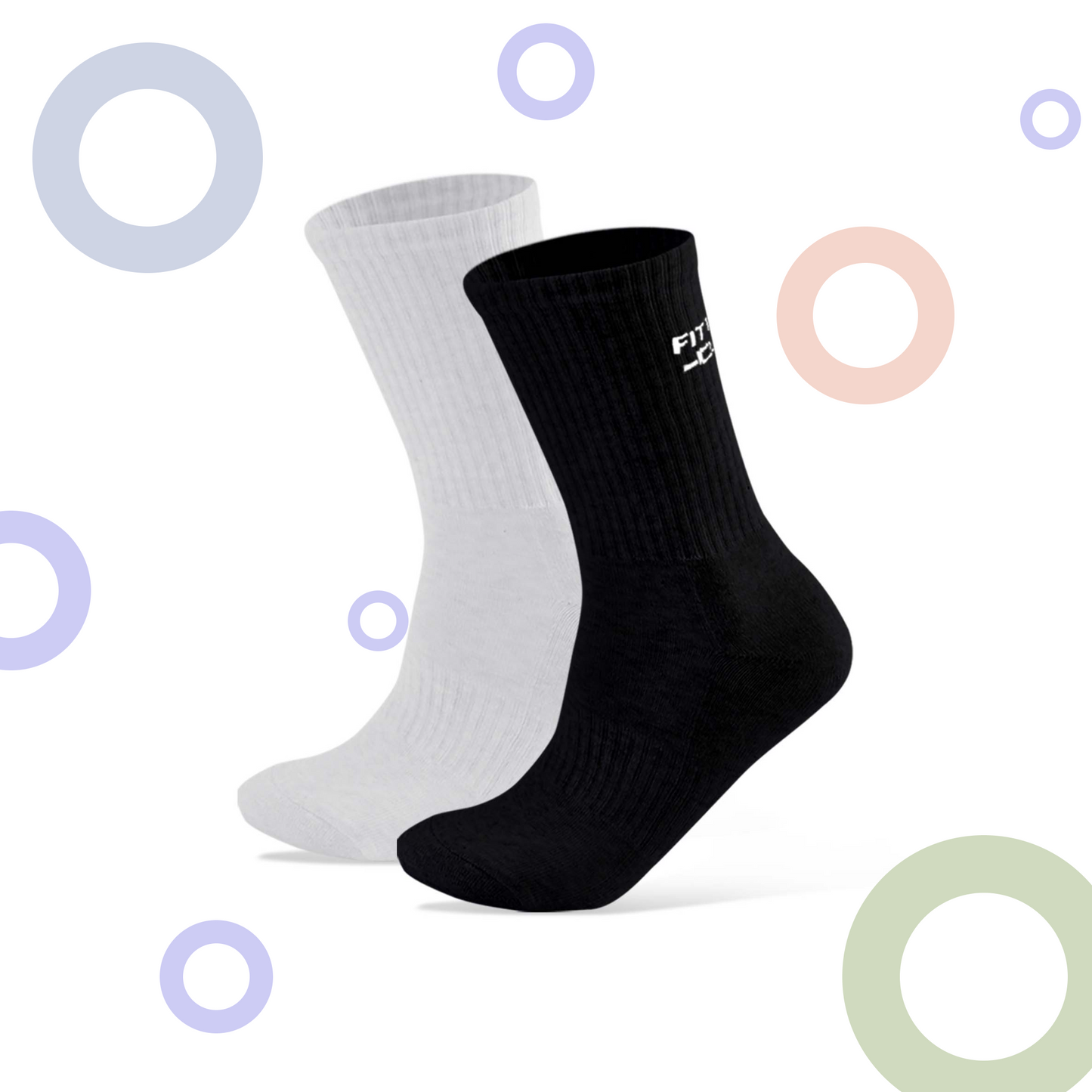 Fittest Club Cushioned Crew Socks I 2 Pairs I Socks for men and women I Socks for gym and sports