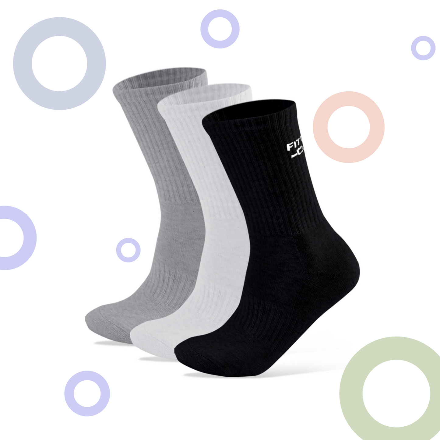 Performance Cushioned Crew Socks I 3 Pairs I Socks for sports and fitness I Fittest Club