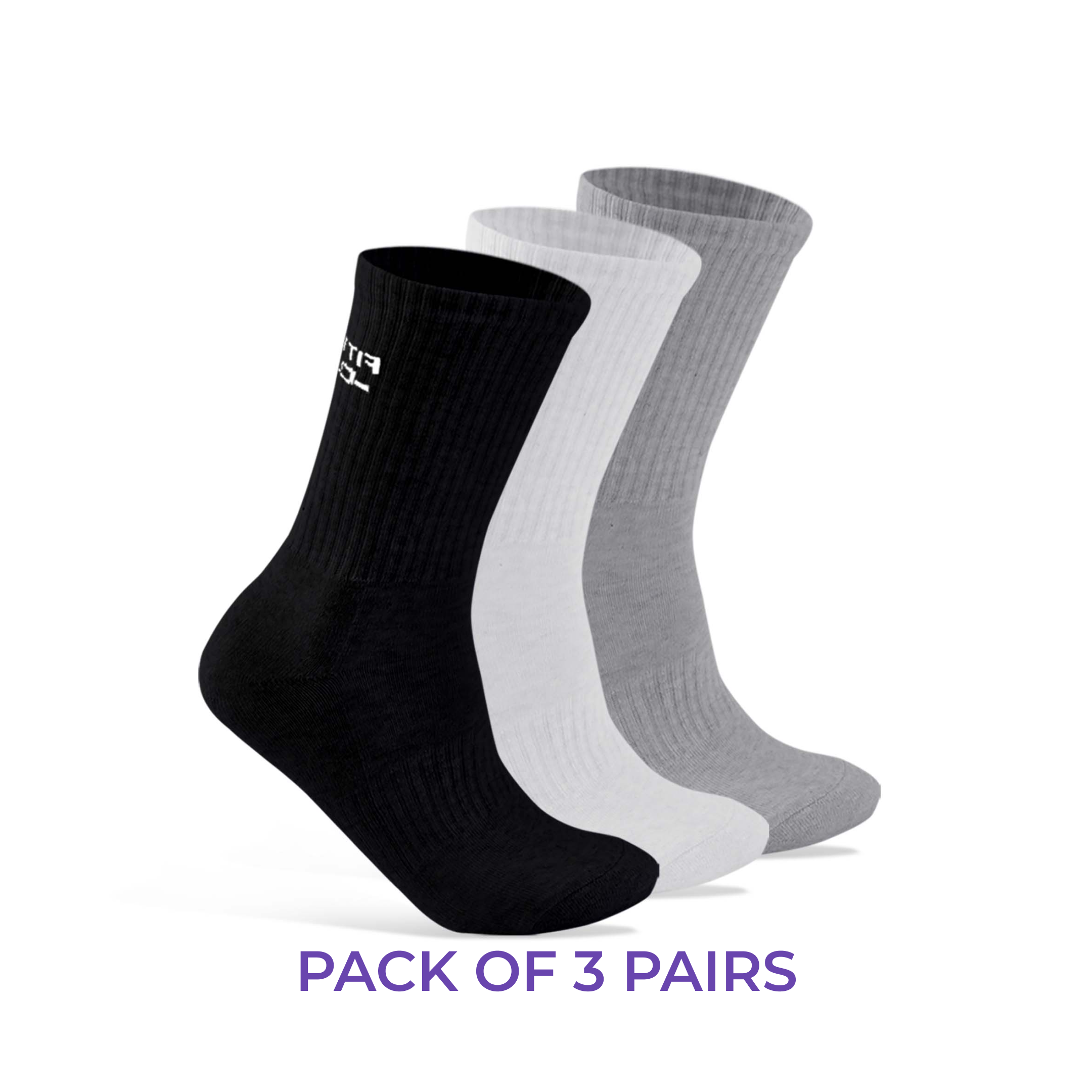 Performance Cushioned Crew Socks I 3 Pairs I Socks for sports and fitness I Fittest Club