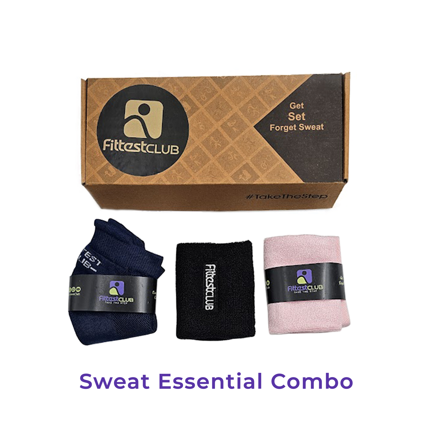 Sweat Essential Combo Gift for men and women with ankle socks face towel wristband (1 each)