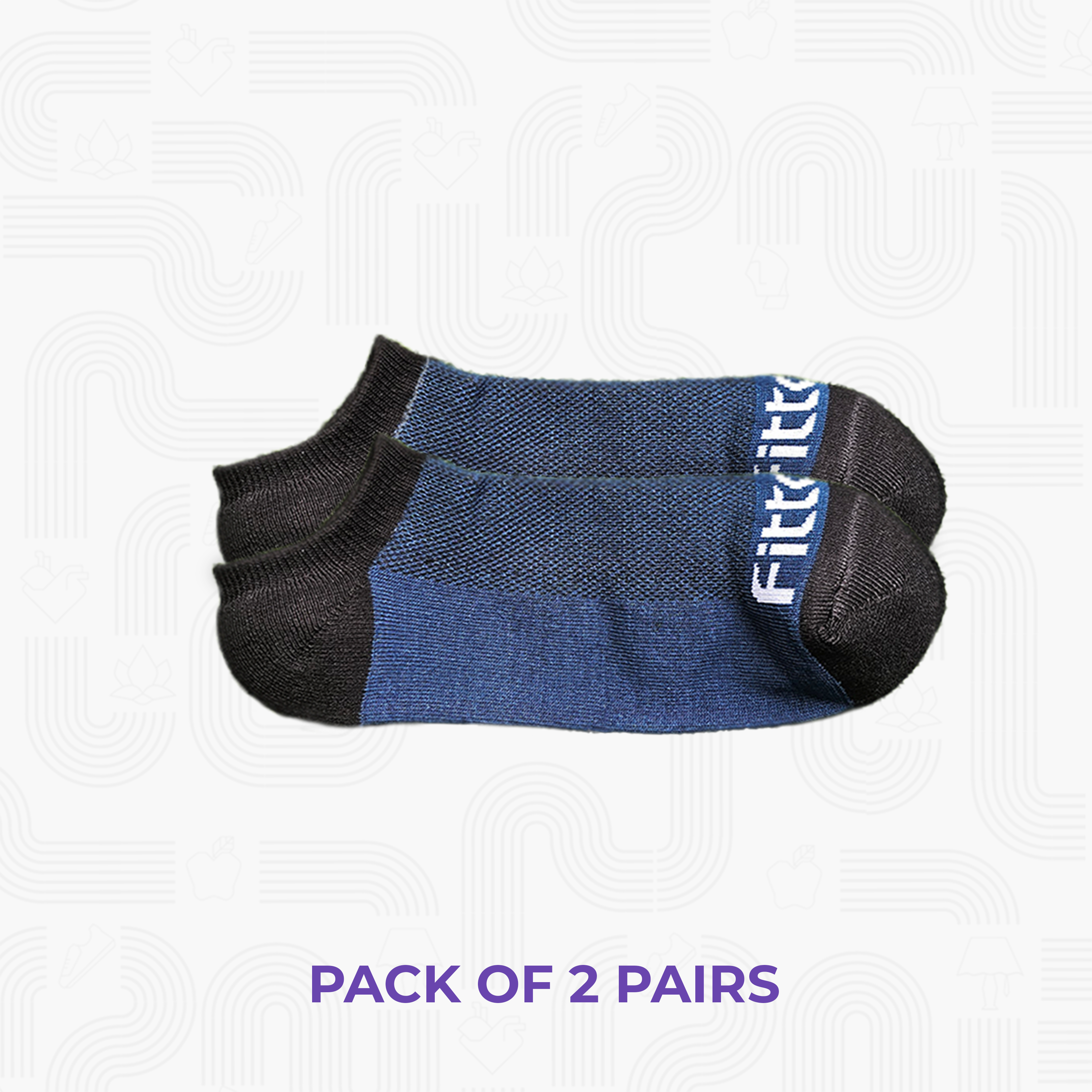 Fittest Club Unisex No-Show Socks (pack of 2 pairs)