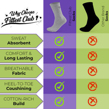 5 Pairs of Cushioned Crew Socks