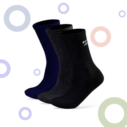 Performance Cushioned Crew Socks I 3 Pairs I Socks for sports and fitness I Fittest Club