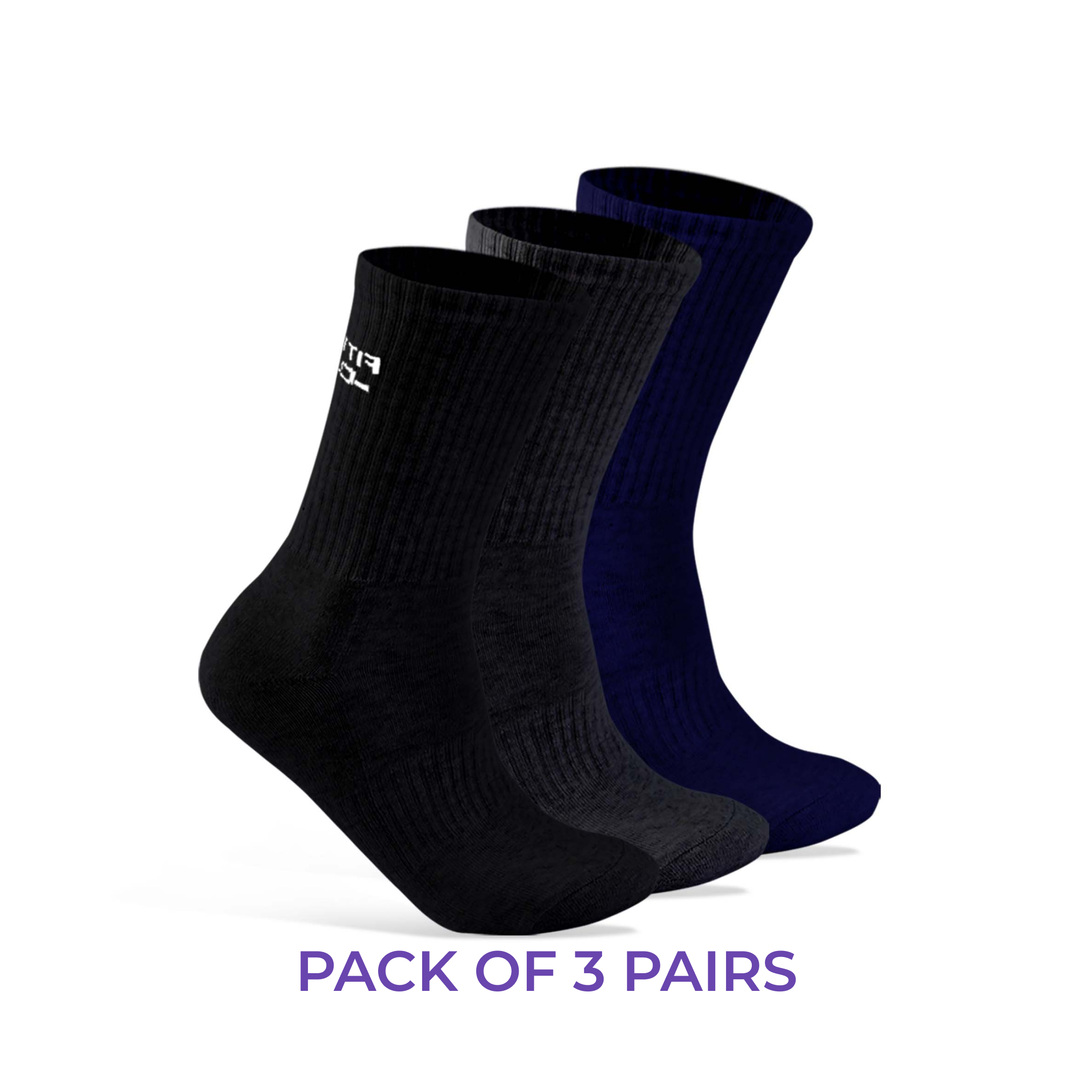 Performance Cushioned Crew Socks I 3 Pairs I Socks for sports and fitness I Fittest Club