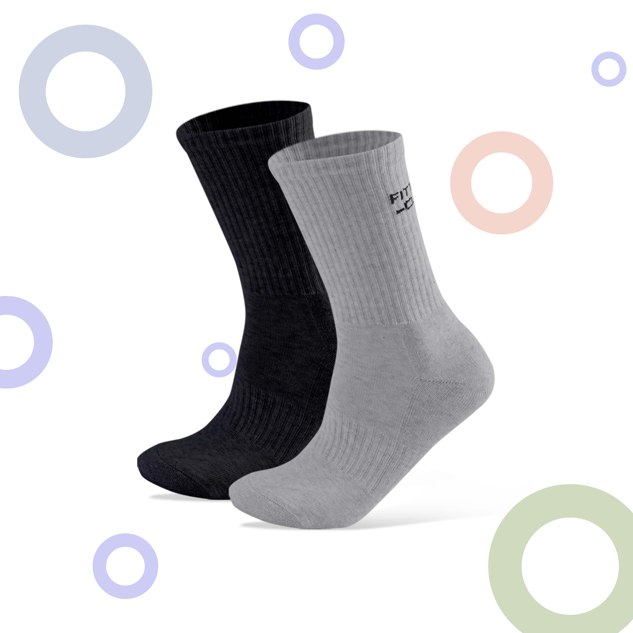 Fittest Club Cushioned Crew Socks I 2 Pairs I Socks for men and women I Socks for gym and sports