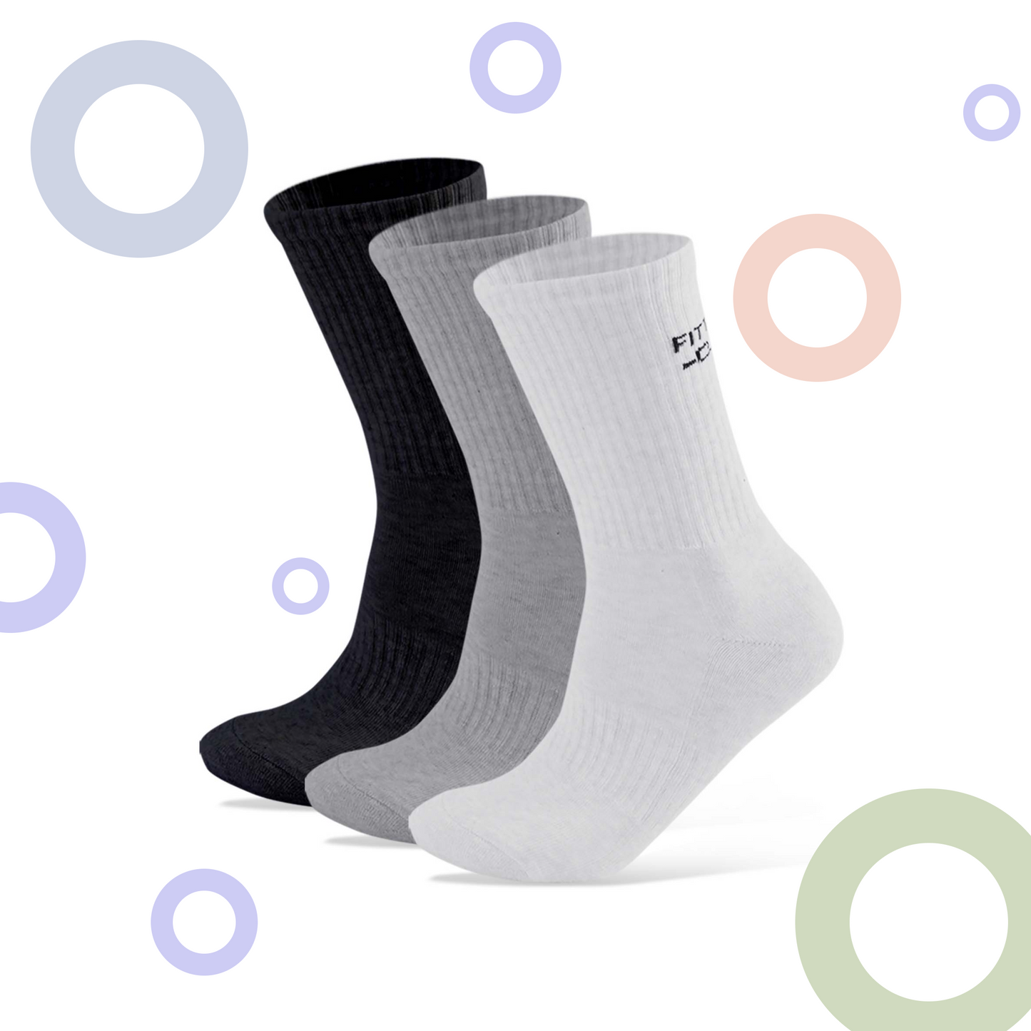 Performance Cushioned Crew Socks I 3 Pairs I Socks for sports and fitness I Fittest Club