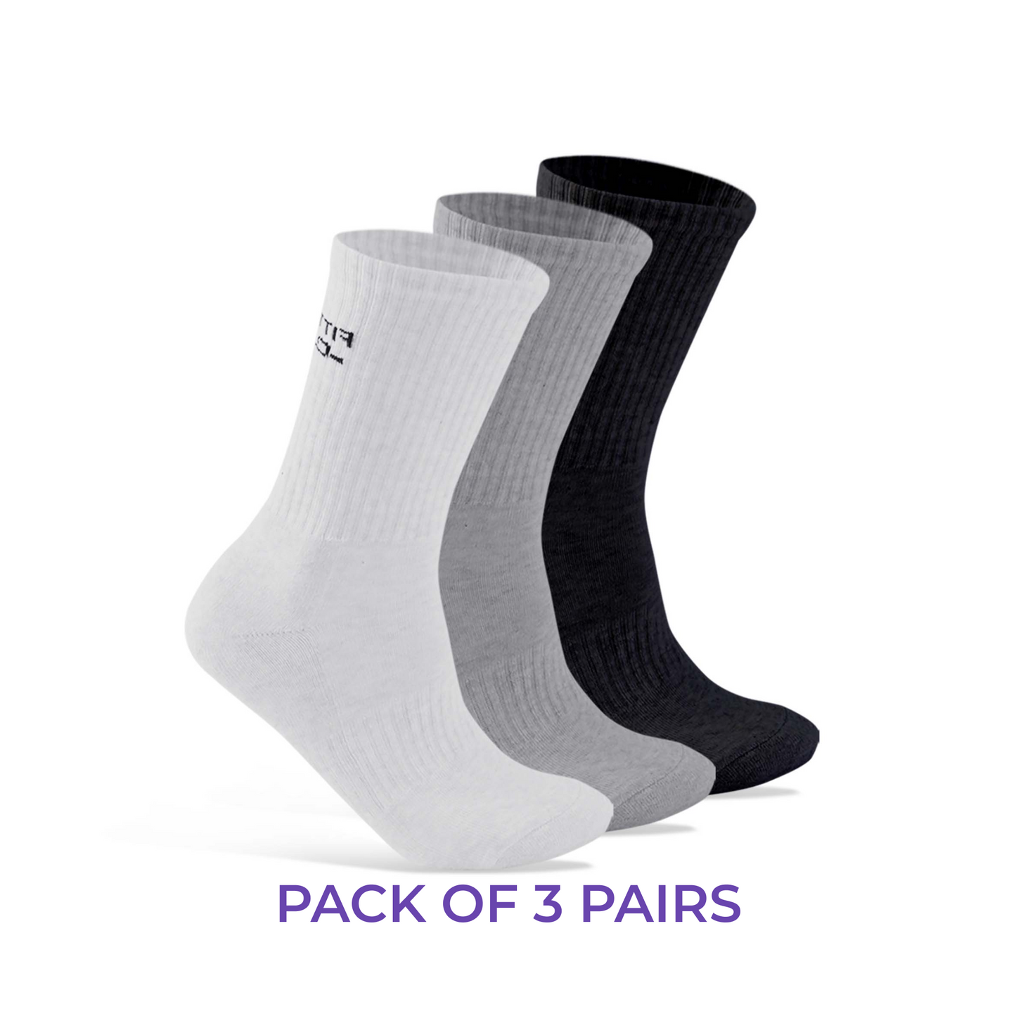 Performance Cushioned Crew Socks I 3 Pairs I Socks for sports and fitness I Fittest Club