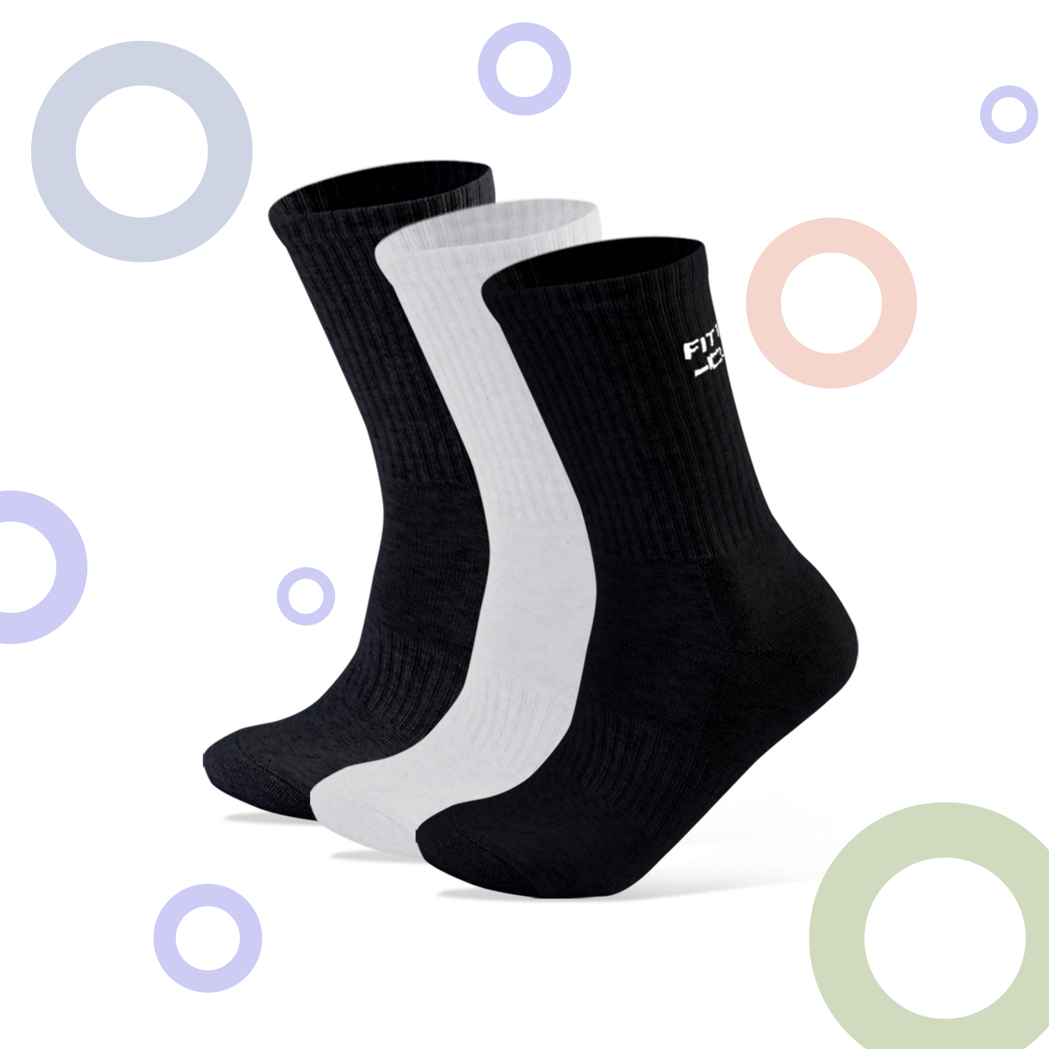 Performance Cushioned Crew Socks I 3 Pairs I Socks for sports and fitness I Fittest Club