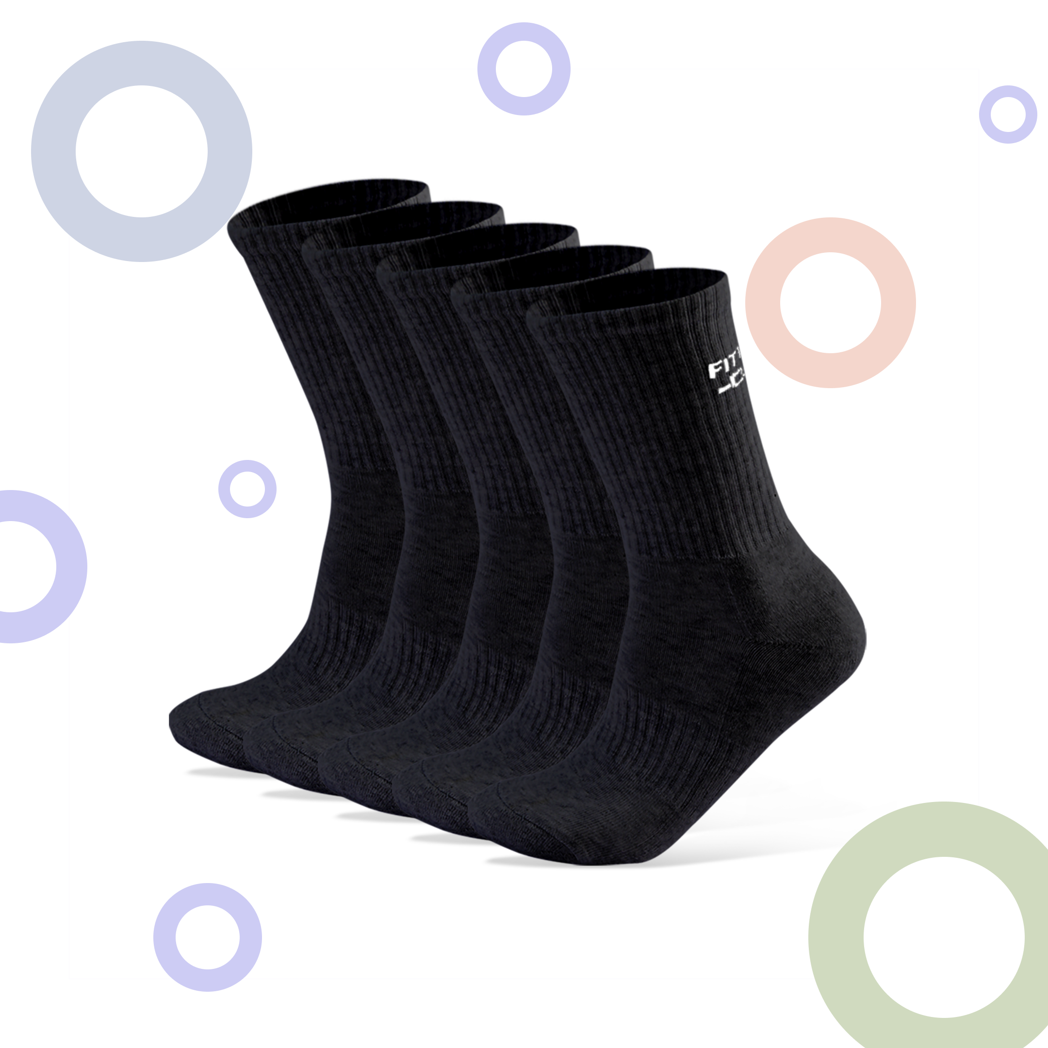 5 Pairs of Cushioned Crew Socks