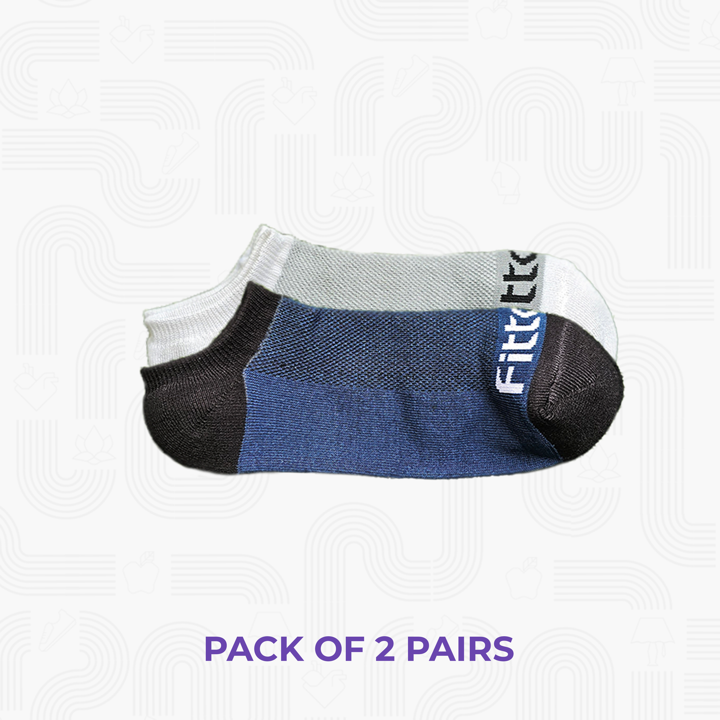 Fittest Club Unisex No-Show Socks (pack of 2 pairs)