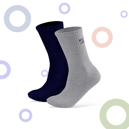 Fittest Club Cushioned Crew Socks I 2 Pairs I Socks for men and women I Socks for gym and sports