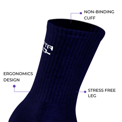 Fittest Club Cushioned Crew Socks I 2 Pairs I Socks for men and women I Socks for gym and sports