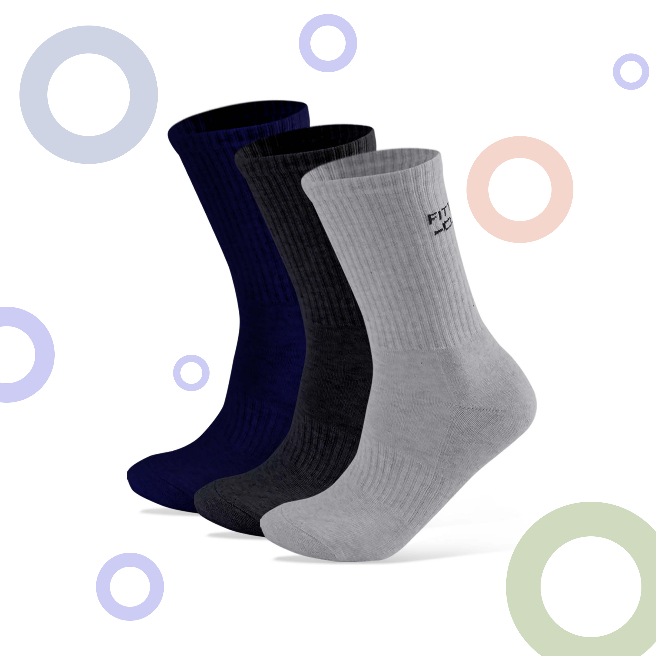 Performance Cushioned Crew Socks I 3 Pairs I Socks for sports and fitness I Fittest Club