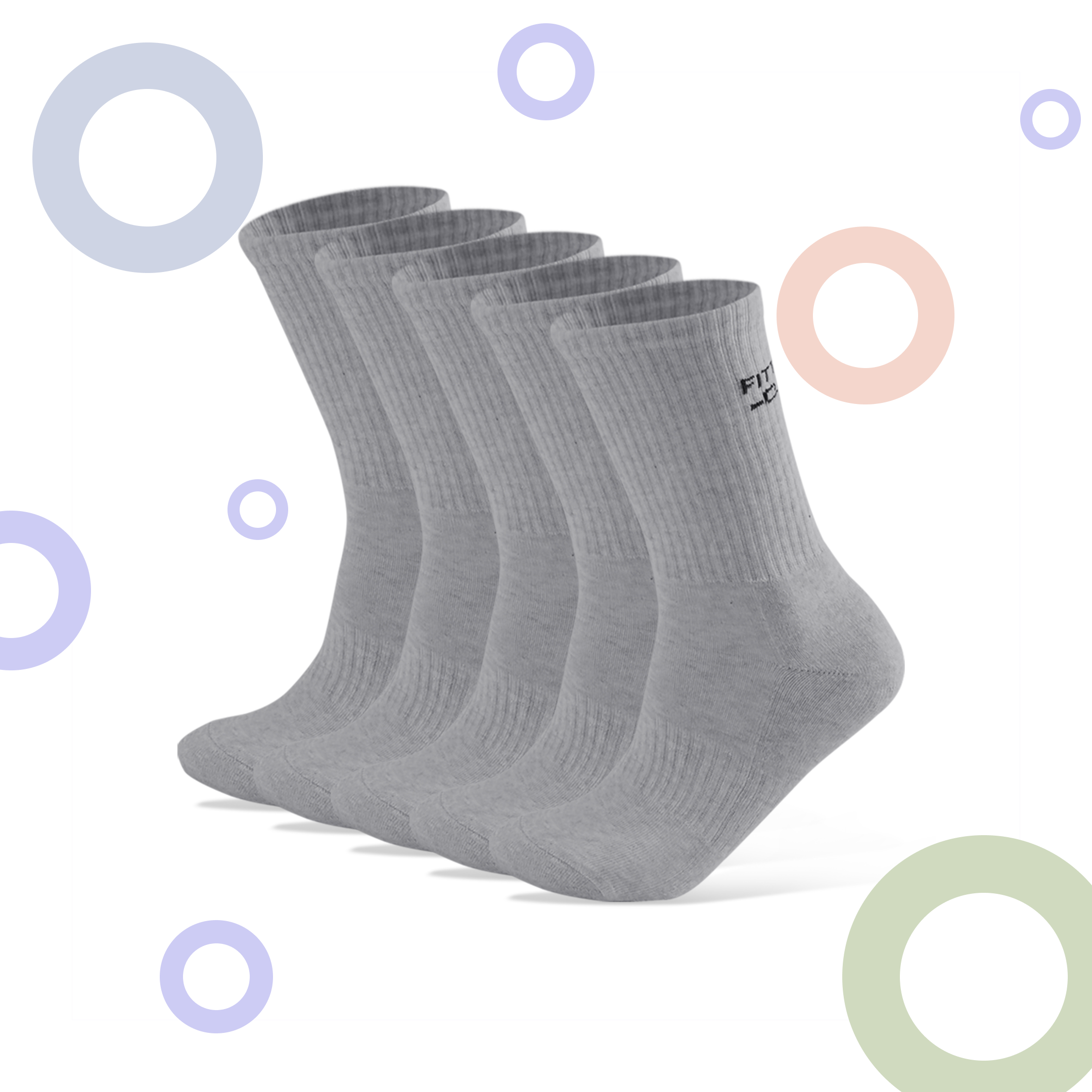 5 Pairs of Cushioned Crew Socks