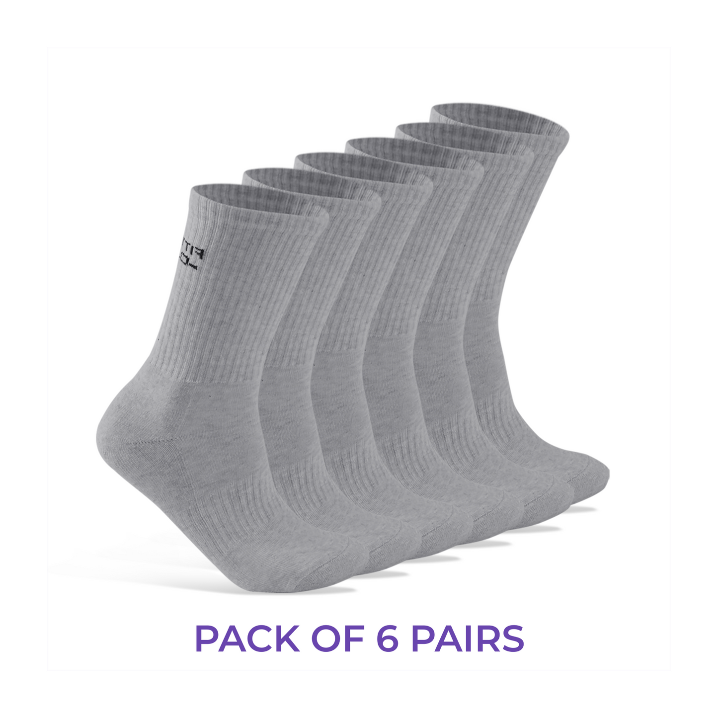 6 Pairs of Cushioned Crew Socks