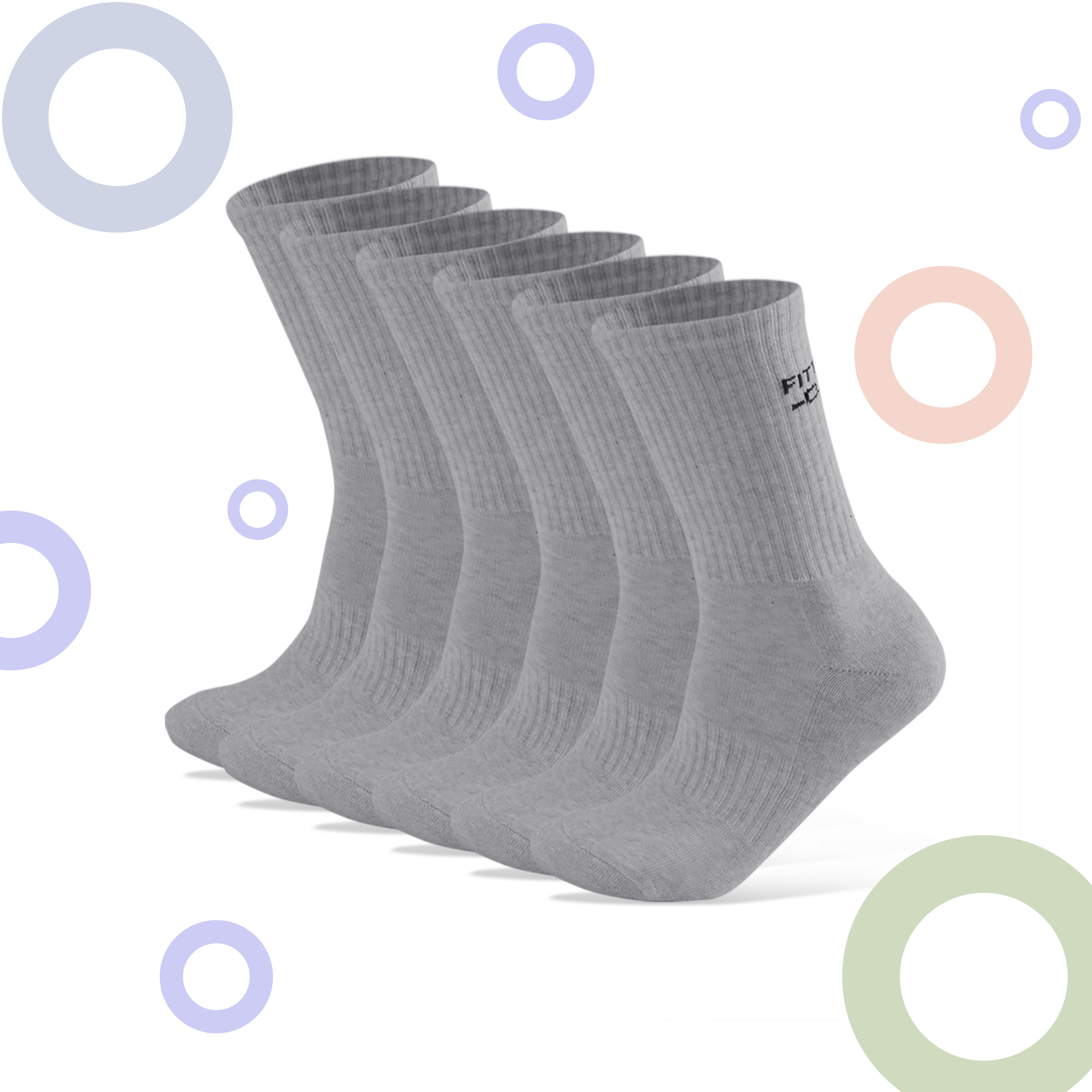 6 Pairs of Cushioned Crew Socks