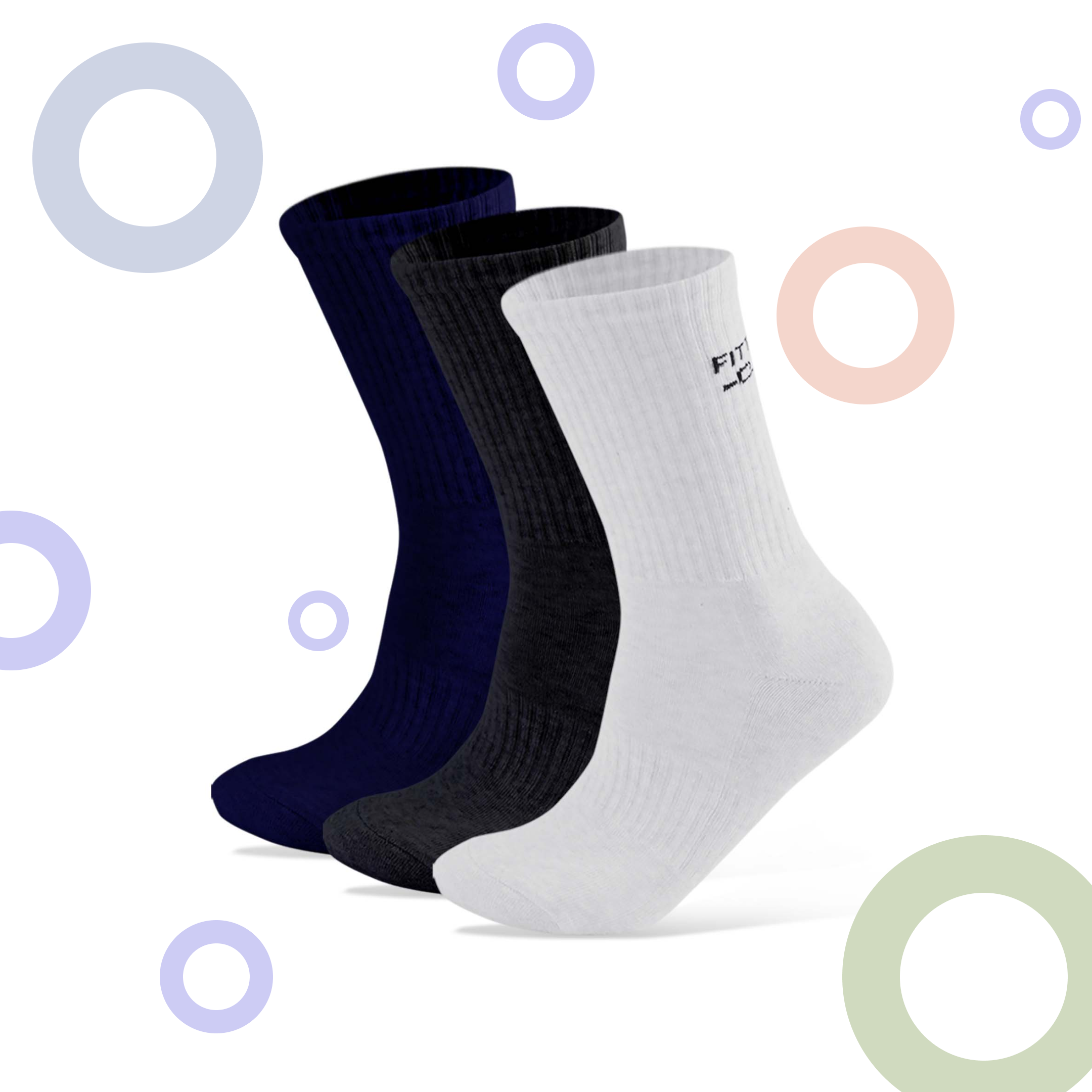 Performance Cushioned Crew Socks I 3 Pairs I Socks for sports and fitness I Fittest Club