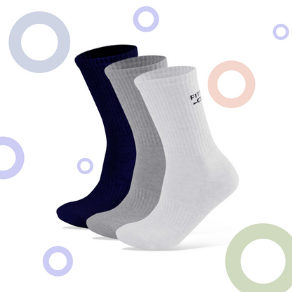 Performance Cushioned Crew Socks I 3 Pairs I Socks for sports and fitness I Fittest Club