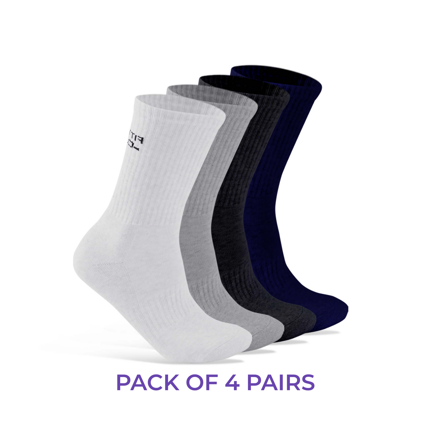 Cushioned Crew Socks I 4 Pairs I Socks for men & women I All Sports Socks