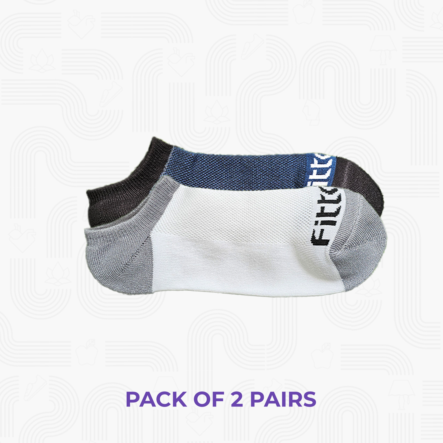 Fittest Club Unisex No-Show Socks (pack of 2 pairs)