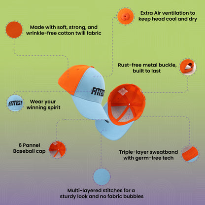 Fittest Sky Blue Orange Earthfit Baseball Cap